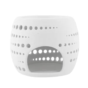 Kominek porcelanowy zapachowy dekorowany w kropki 10,5 x 10,5 x 8,5 cm biały