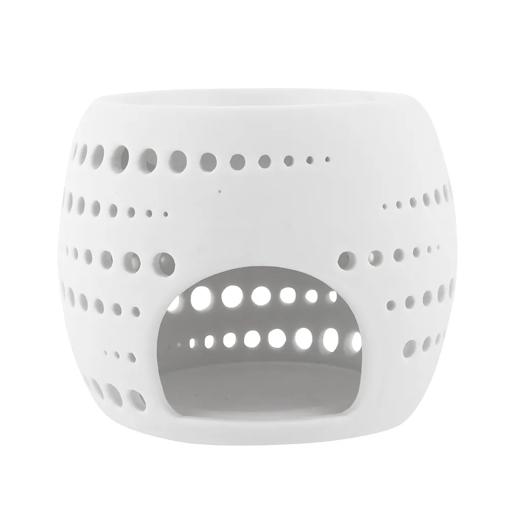 Kominek porcelanowy zapachowy dekorowany w kropki 10,5 x 10,5 x 8,5 cm biały